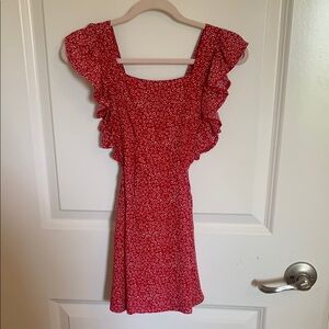 Bailey’s Blossoms Red Floral Ruffle Jumper Dress